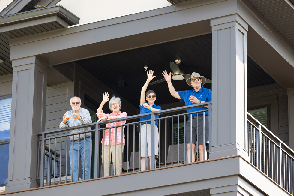 Residents Listening on Balcony